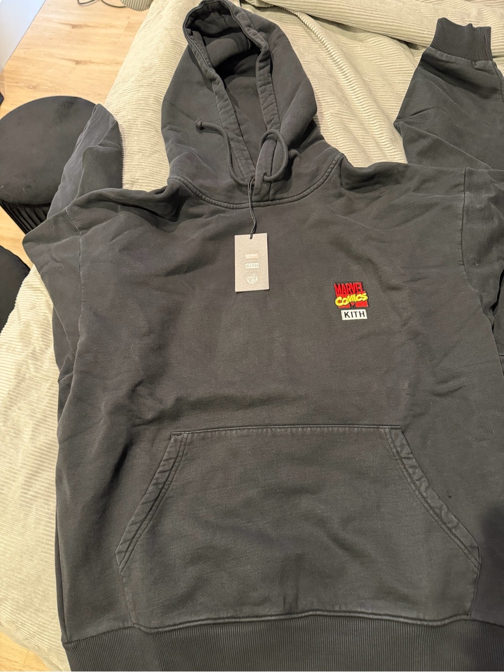 Kith Black Hoodie with Small Marvel Comics Patch